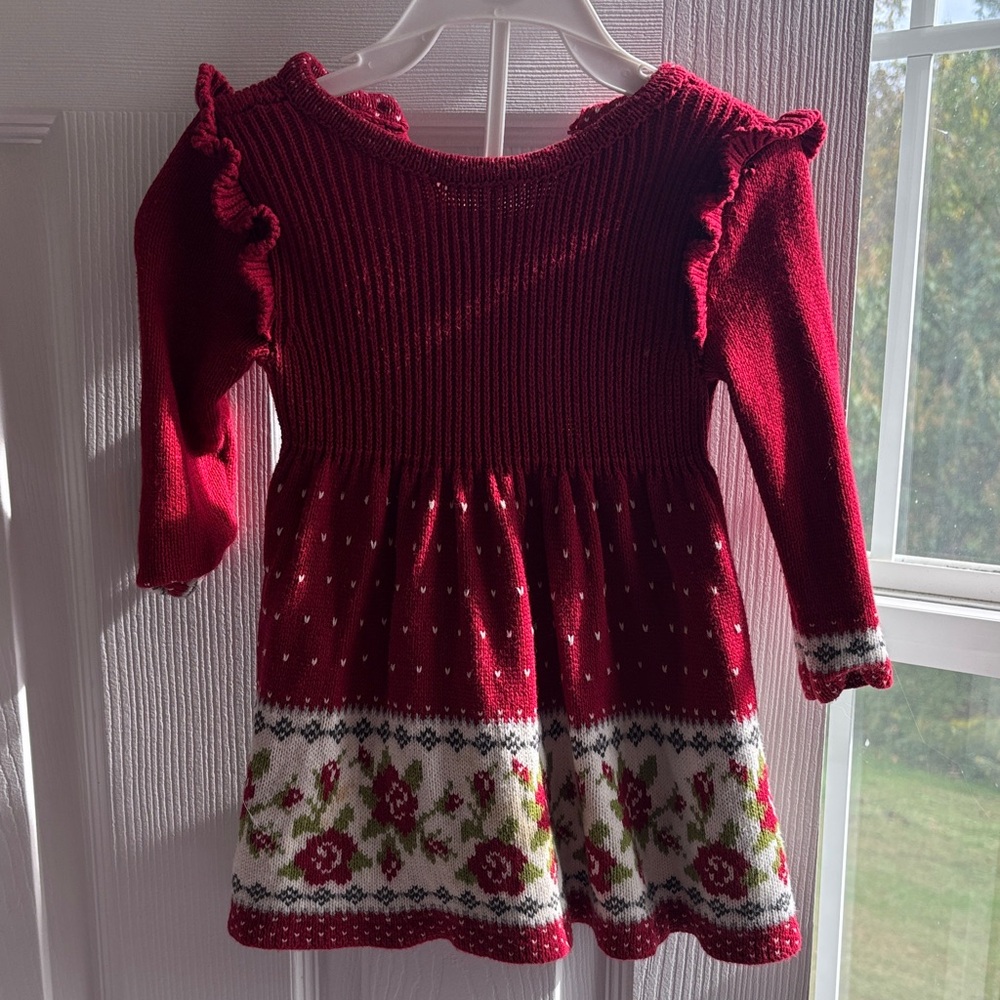 Charming Red Knit Dress for Kids